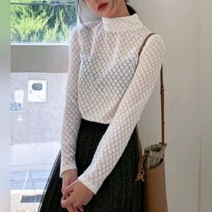 Eyelet knit blouse